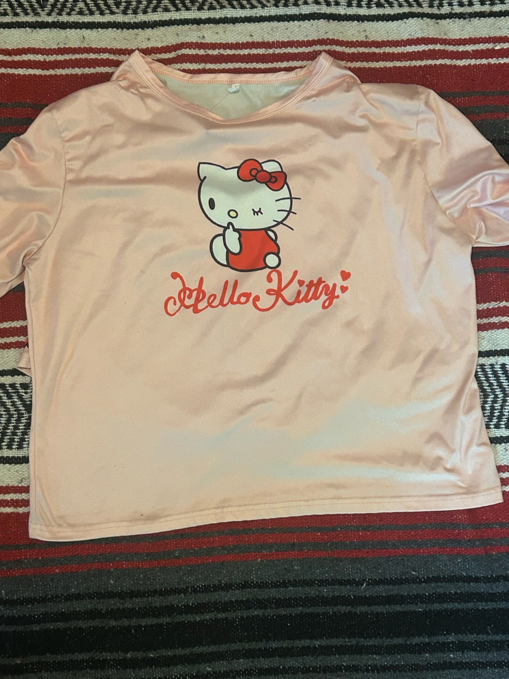 Sanrio Hello Kitty Pink and Red Satin Sleep Top shorts set